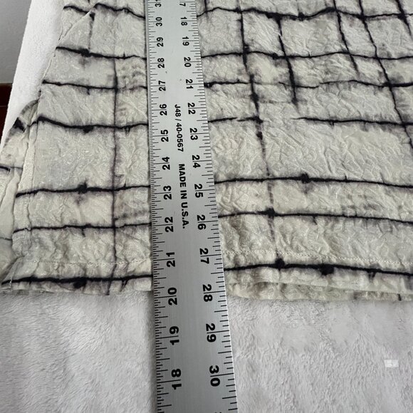 Dressori Womens Sheer Black/White Abstract Grid Textured Silk Tunic Top Medium - Picture 9 of 9